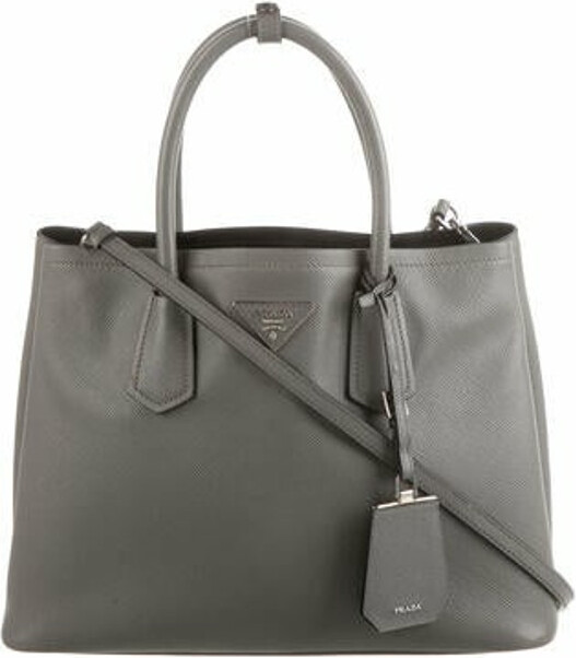 Prada Black Saffiano Lux Leather Medium Panier Top Handle Bag