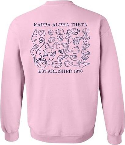 Kite and Crest Kappa Alpha Theta Sweatshirt - Theta Coastal Charm Sorority Crewneck Sweatshirt Light Pink