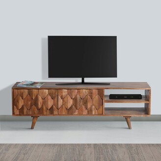 The Urban Port Ero 57 Inch Mango Wood Media Console TV Cabinet, 2 Honeycomb  Inlaid Doors, Natural Brown - ShopStyle