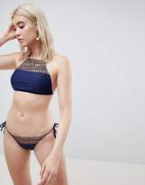 Thumbnail for your product : Pieces Geo-Tribal Print Side Tie Bikini Bottom