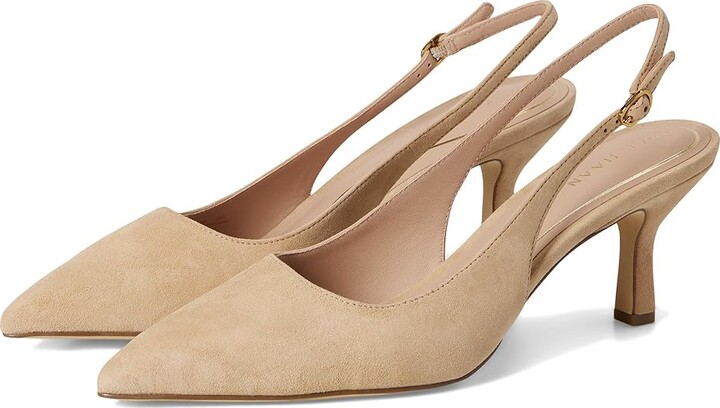 Cole Haan Hansell Sling Back Pumps High Women's Heels Tuscan Sand Suede : 11 B - Medium, Leather