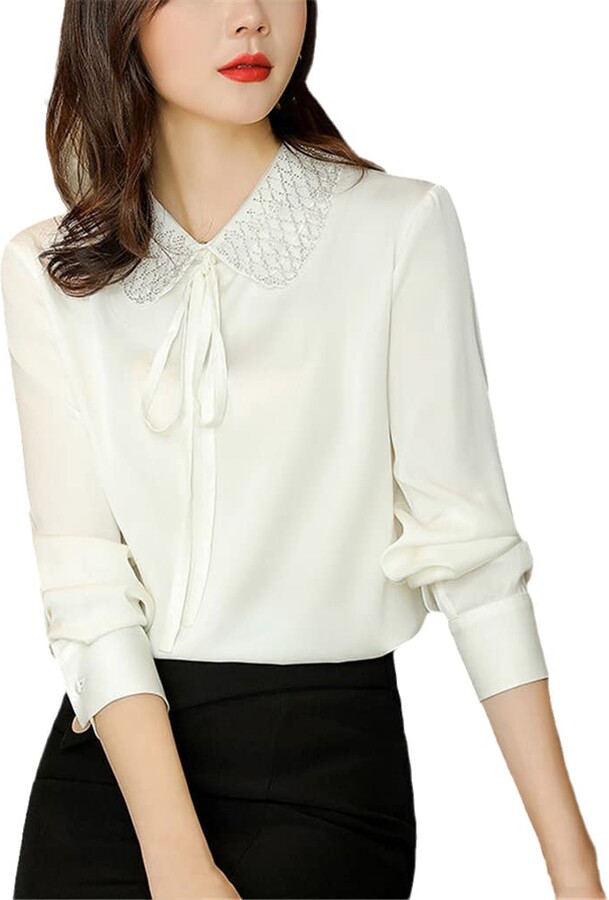 Chiffon Tops Ladies White Blouses Amazon SaoBiiu Summer Fashion