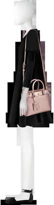 Tory Burch Light Rose Gold Saffiano Leather Robinson Metallic Small Double-Zip Tote