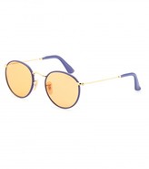 Thumbnail for your product : Ray-Ban Rb3475 Round Leather-trimmed Sunglasses