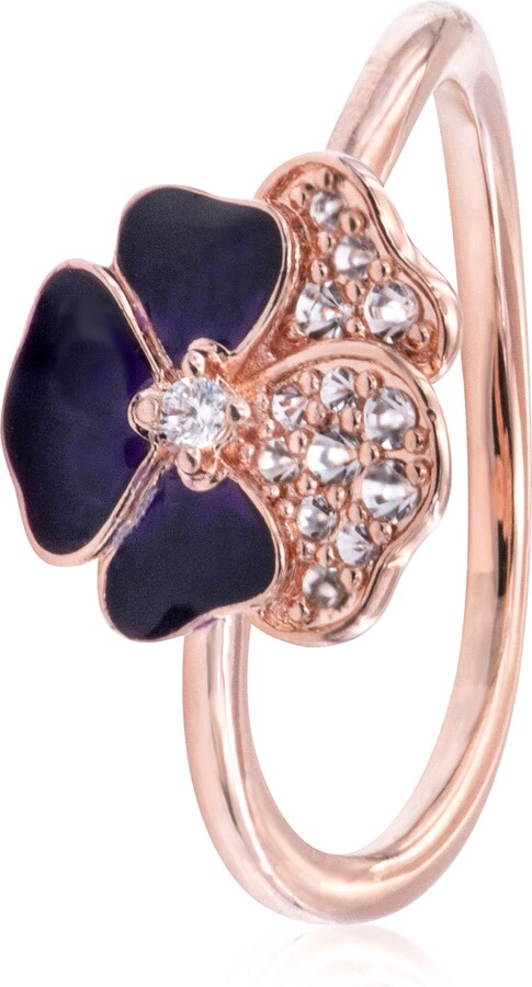 Moments Deep Purple Pansy Flower Ring