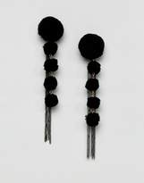 Thumbnail for your product : Glamorous Drop Pom & Tassel Statement Earrings in Black