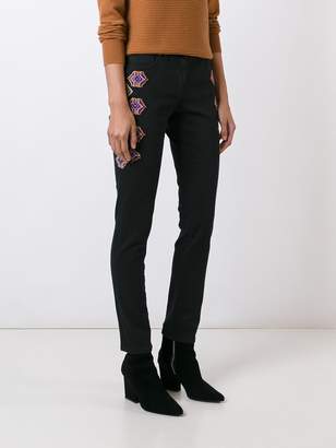 Etro embroidered side skinny trousers