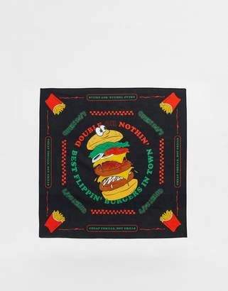 ASOS Design DESIGN bandana in organic cotton with fast food print