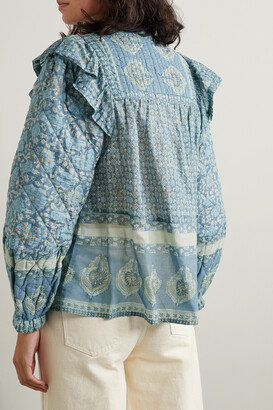 Sea Margot Quilted Printed Cotton-voile Blouse - Blue
