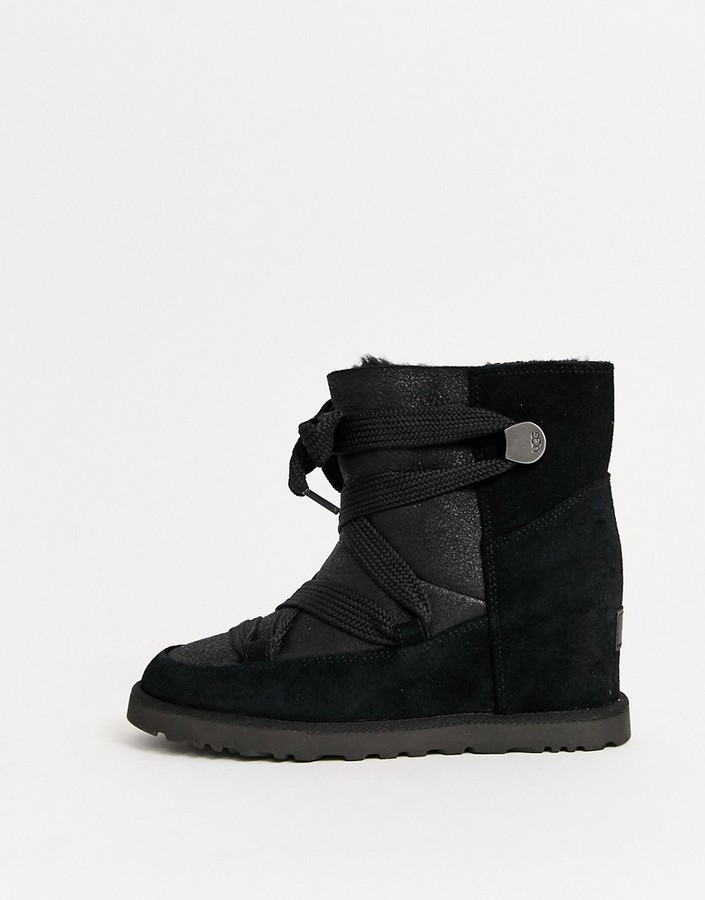 ugg quinlin lace up boot in black