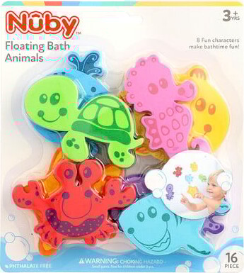 Nuby Nuby, Floating Bath Animals, 3+ Years, 16 Pieces