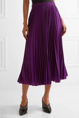 Marc Jacobs Pleated Crepe De Chine Midi Skirt - Purple
