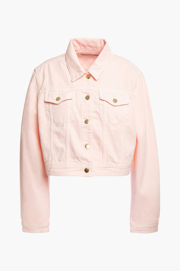pastel coloured denim jacket