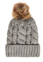 Thumbnail for your product : Quiz Grey Pom Cable Knit Hat