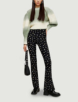 Thumbnail for your product : Topshop Floral-print flared high-rise stretch-woven trousers