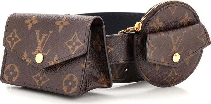 Daily multi pocket leather belt Louis Vuitton Brown size 70 cm in