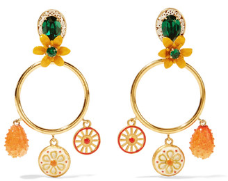 Dolce & Gabbana Gold-tone, crystal and resin clip earrings