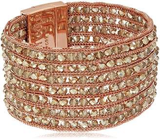 Kenneth Cole New York Stone Cluster Gold" Woven Faceted Bead Multi-Row Gold Bracelet