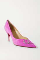 Thumbnail for your product : Christian Louboutin Cl Strass 80 Crystal-embellished Suede Pumps