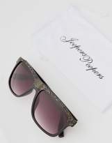 Thumbnail for your product : Jeepers Peepers Snake Print Flat Top Visor Sunglasses With Gradient Lens