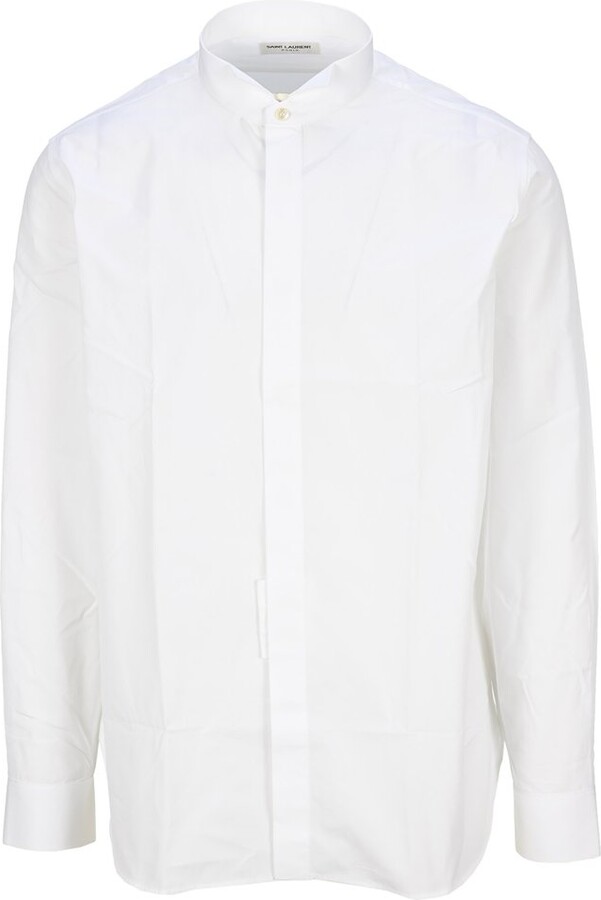 Mens Clothing Shirts Formal shirts Saint Laurent Pique Plastron Yves Collar Shirt In Cotton Poplin in White for Men 