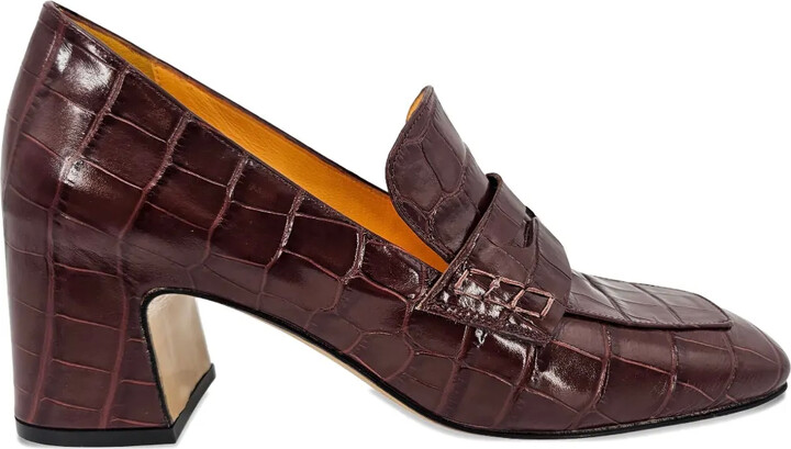 Madison.Maison Crocodile-Embossed Heeled Loafers