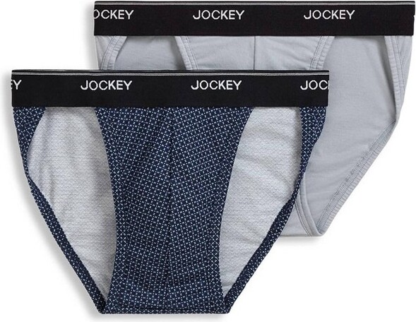 Jockey Men' Elance String Bikini - 2 Pack S Sawtooth Navy Geo