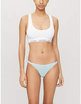 Thumbnail for your product : Calvin Klein Lace-trimmed high-rise stretch-jersey thong