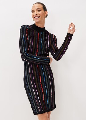 multi stripe sequin dress