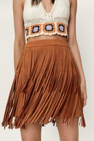 Thumbnail for your product : Nasty Gal Womens Faux Suede Fringe Mini Skirt