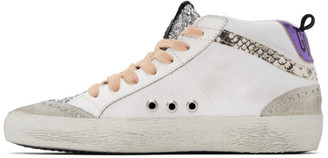 Golden Goose White and Blue Mid Star Sneakers