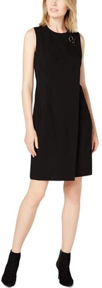 Calvin Klein Women's Sleeveless Round Sheath with Front Overlay Dress
