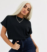 Thumbnail for your product : ASOS DESIGN Petite crop t-shirt with roll sleeve in black