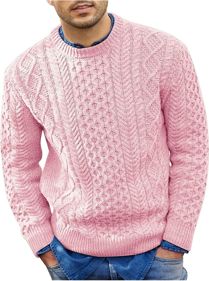 Outfit Mens Pink Crew Neck Sweatshirt Baton Snug Round Neck