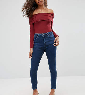 ASOS Petite Ridley High Waist Skinny Jeans In Clemence Wash