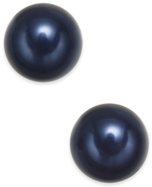 Charter Club Gold-Tone Imitation Navy Pearl Stud Earrings, Created for Macy's