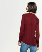 Thumbnail for your product : Nili Lotan Silk Della Draw Collar Long Sleeve Blouse