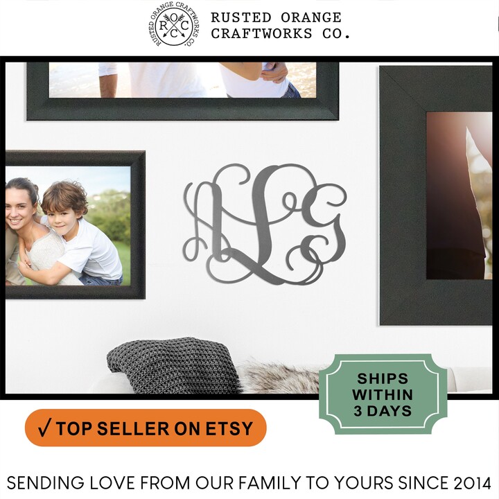 Metal Monogram Wall Decor - 3 Letter Family Initial