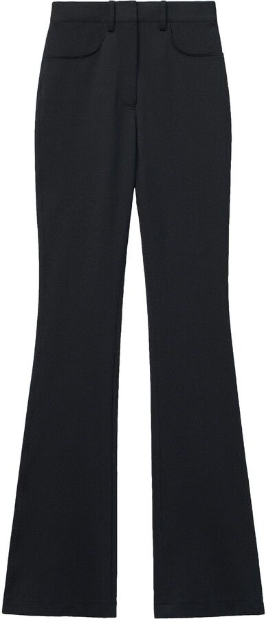 black flare leg trousers
