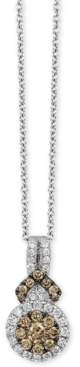 LeVian Chocolatier Diamond Halo 18" Pendant Necklace (3/8 ct. t.w.) in 14k White Gold