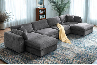 Latitude Run Luis Upholstered Wide Modular Sofa 4-seat With 2-ottoman
