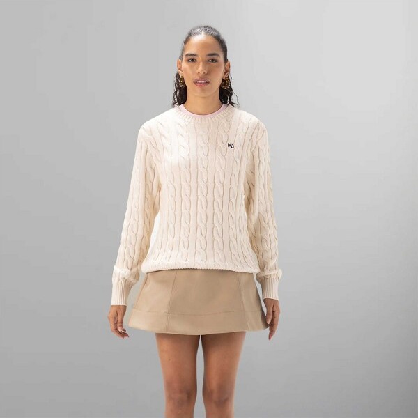 Members Only MembersOnlyWomen'sCrewNeckCableSweater-Off-White-Large