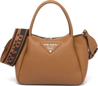 Prada Brown Saffiano Crossbody Bag Light brown Leather Pony-style