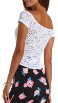 Thumbnail for your product : Charlotte Russe Short Sleeve Off-the-Shoulder Lace Top
