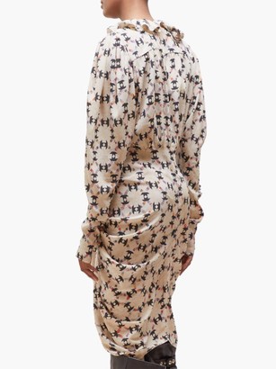 Isabel Marant Blandine Draped Geometric-print Silk-blend Dress - Ivory Multi