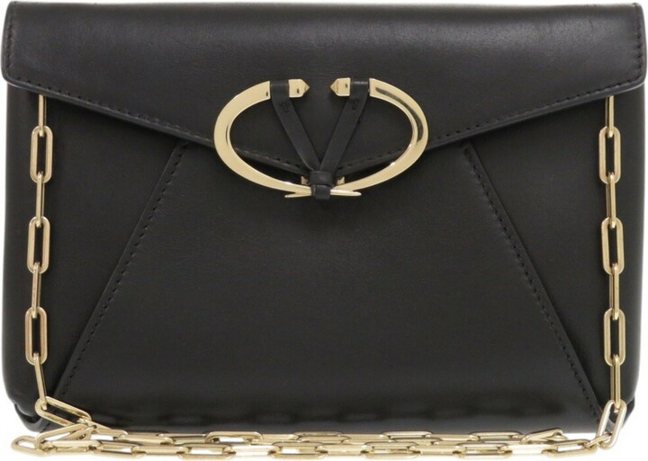 Valentino Garavani Black Leather Shoulder Bag (Pre-Owned)