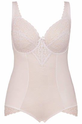 Ulla Popken Women's Plus Size Lace Body Shaping Underwire Bodysuit Light Pink 46D 721682 35-105D