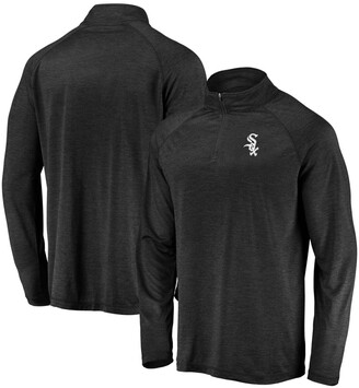 Fanatics Men's Black Chicago White Sox Iconic Striated Primary Logo Raglan Quarter-Zip Pullover Jacket