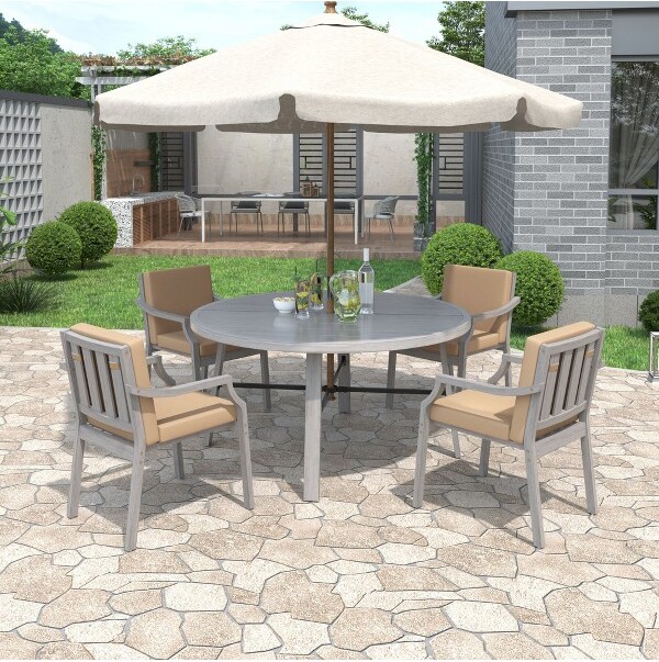 CAVINAS LLC CAVINASPatioTableandChairsSetPorchFurnitureRemovableCushionsOutdoorDiningSetwithChairsforPatio,Gray