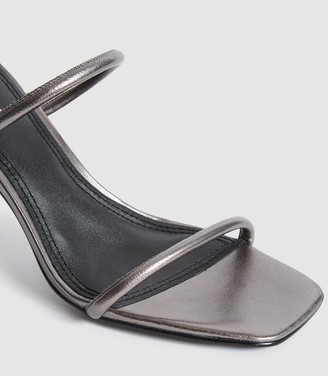 Reiss MAGDA LEATHER STRAPPY HEELED SANDALS Gunmetal